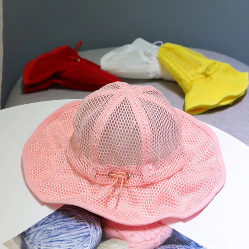 Summer Children Bucket Hat Mesh Breathable Panama Hats For Kids