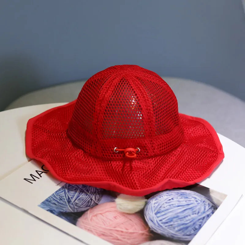 Summer Children Bucket Hat Mesh Breathable Panama Hats For Kids