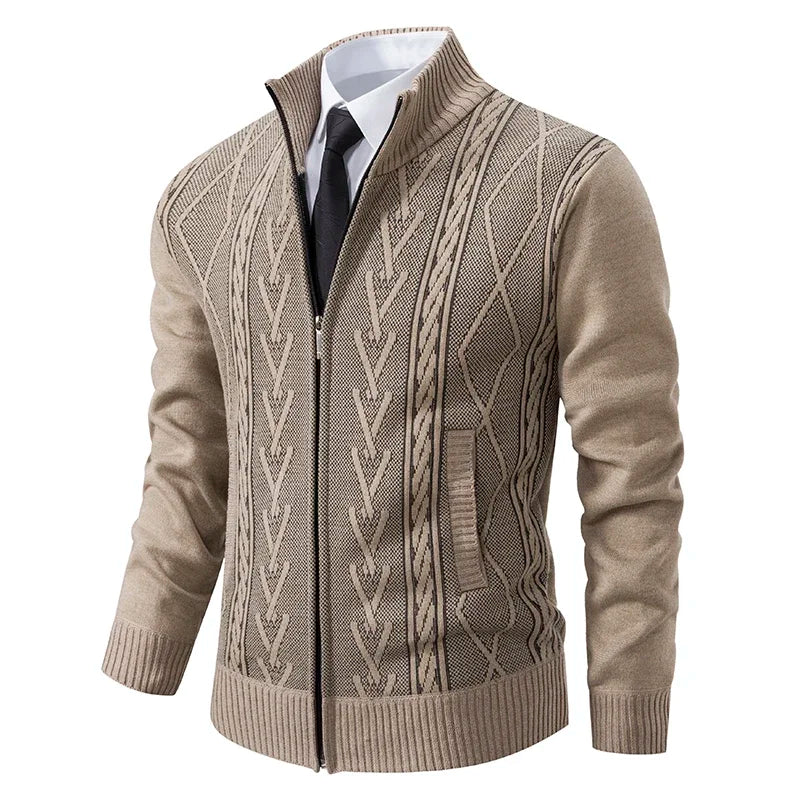 Autumn New Men's Cardigan Stand Neck Sweater