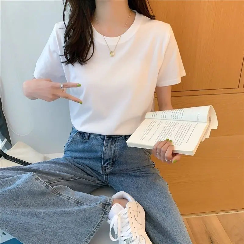 Solid Women Short Sleeve T Shirt.