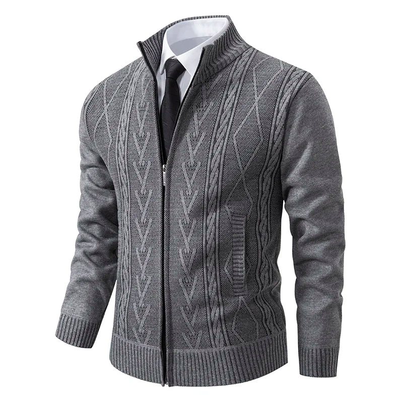 Autumn New Men's Cardigan Stand Neck Sweater