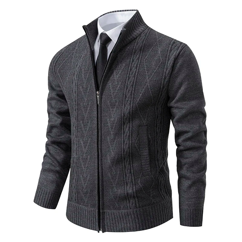 Autumn New Men's Cardigan Stand Neck Sweater