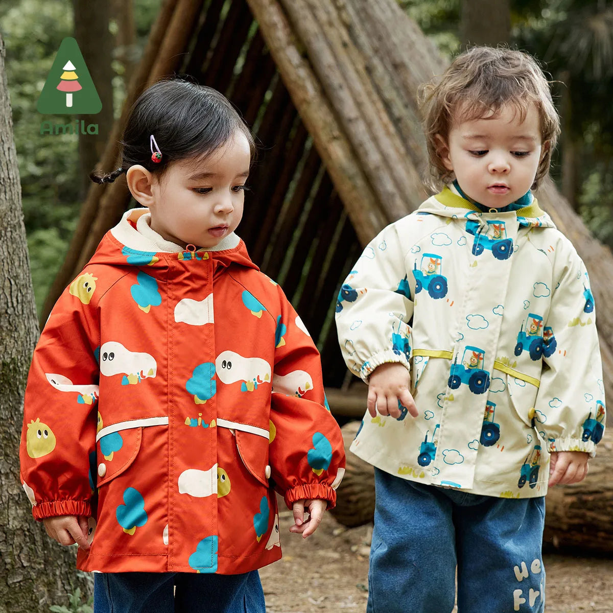 New Original Pattern Cute Bear Ears Warm Girls And Boys Outerwear Kid's Clothes