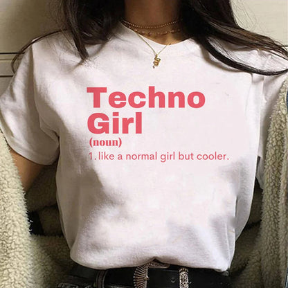 Techno tshirt women streetwear summer Tee girl designer 2000s clothes